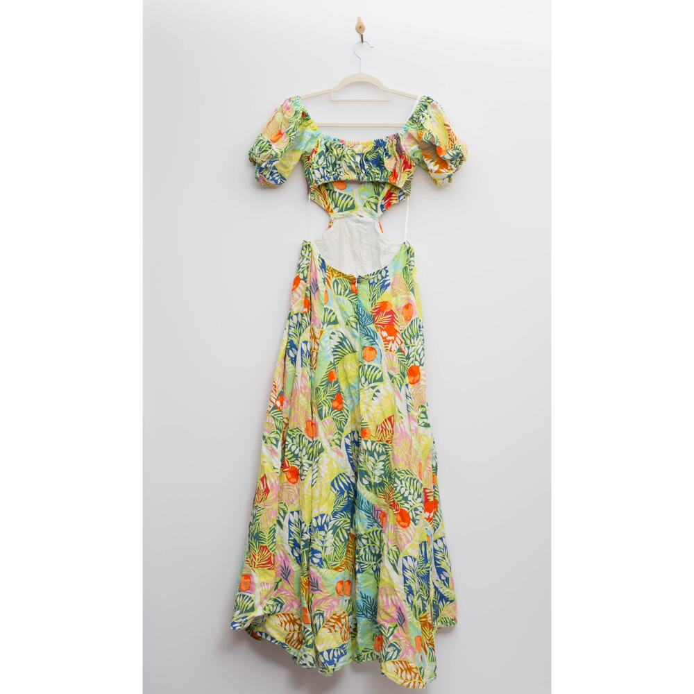 Staud coliseum cutout puff sleeve linen maxi dress Size 6 - Picture 5 of 9